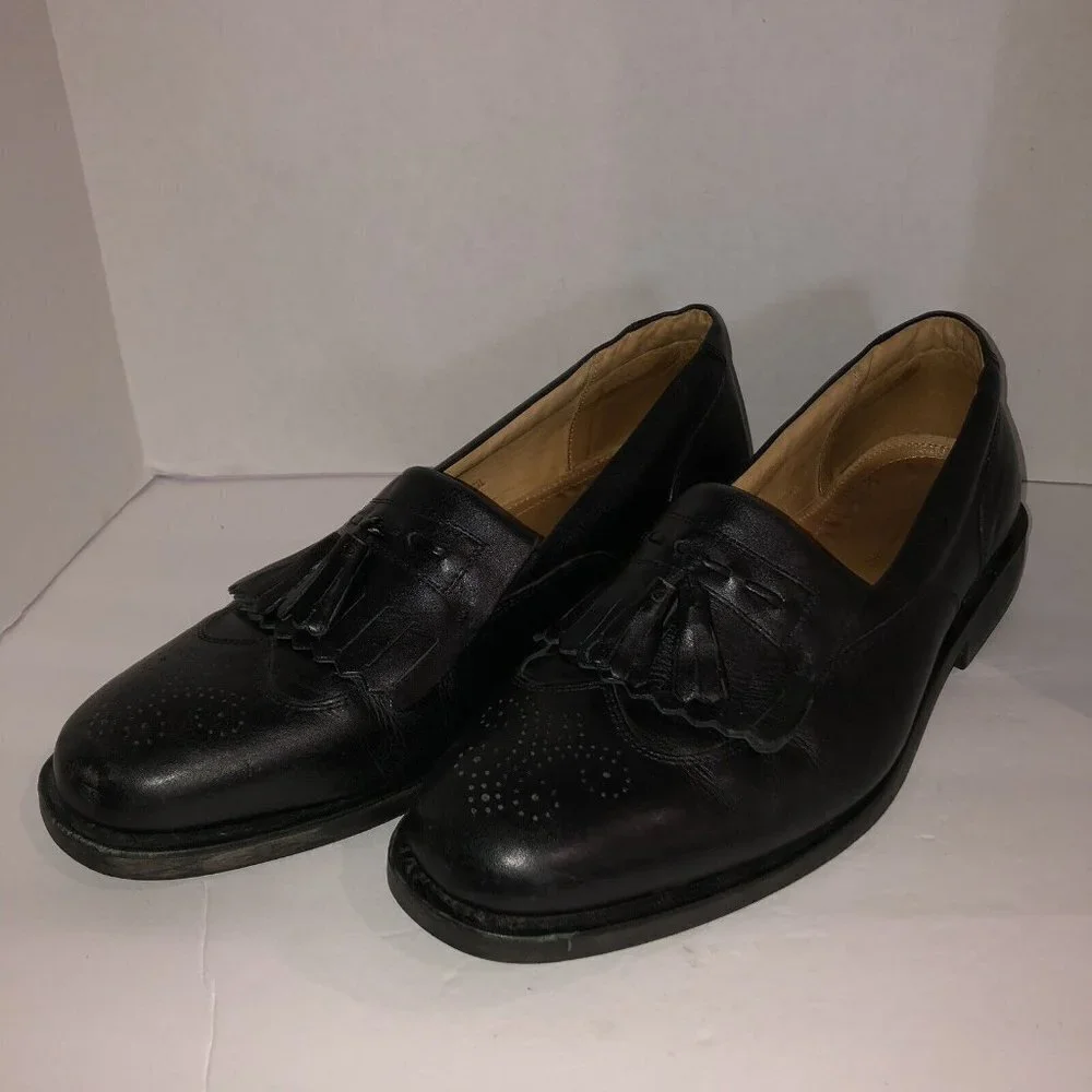 Sandro Moscoloni Vineyard Black Tassel Wingtips Loafers Size 8 EUR 41